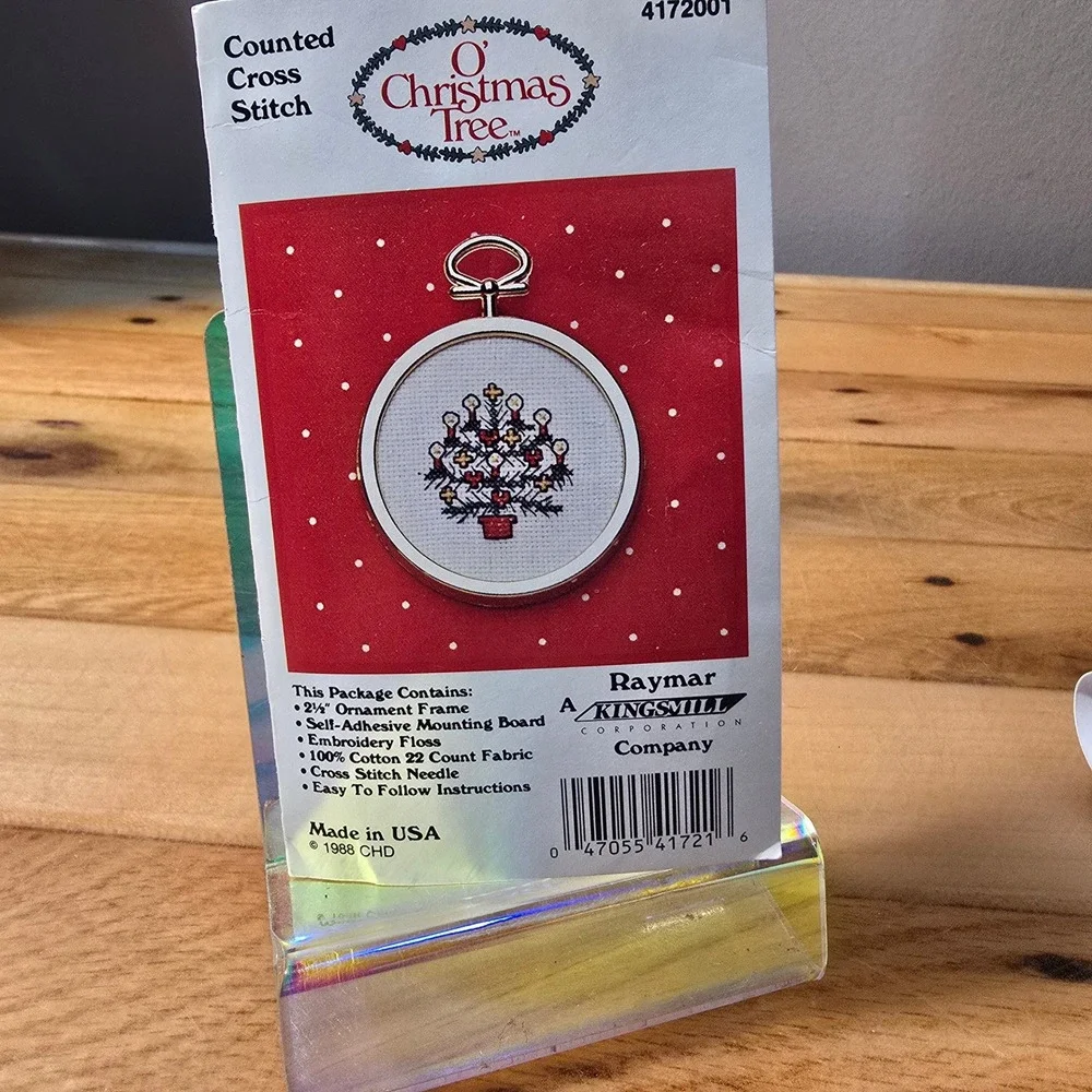 Vintage 1988 Raymar Kingsmill Christmas Tree Cross Stitch Ornament Kit 4172001